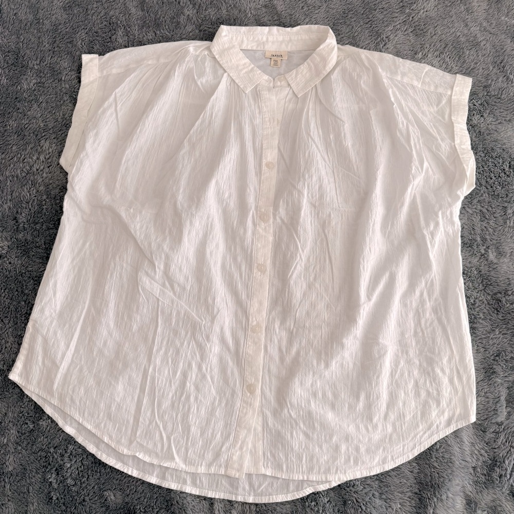 a.n.a NWOT Women's Cotton/Spandex Button-Down Shirt, White, Size Petite XXL